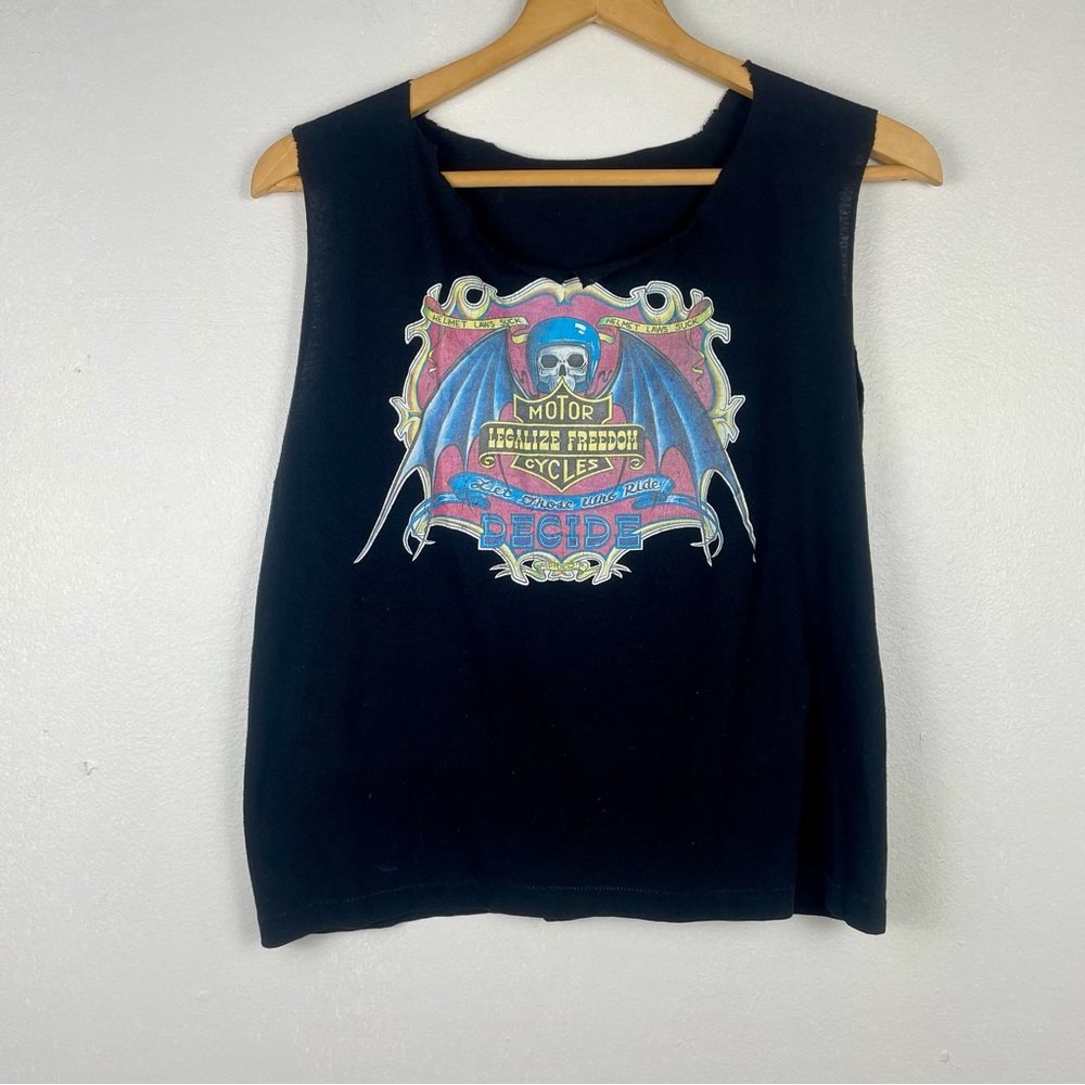 VTG 70s Roach Studios Biker T-Shirt Easyriders Legalize Freedom Distressed Small